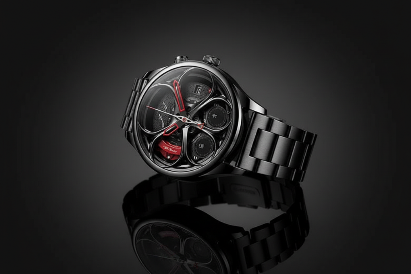 Smartwatch deportivo negro con correa metalica (Android/IOS)